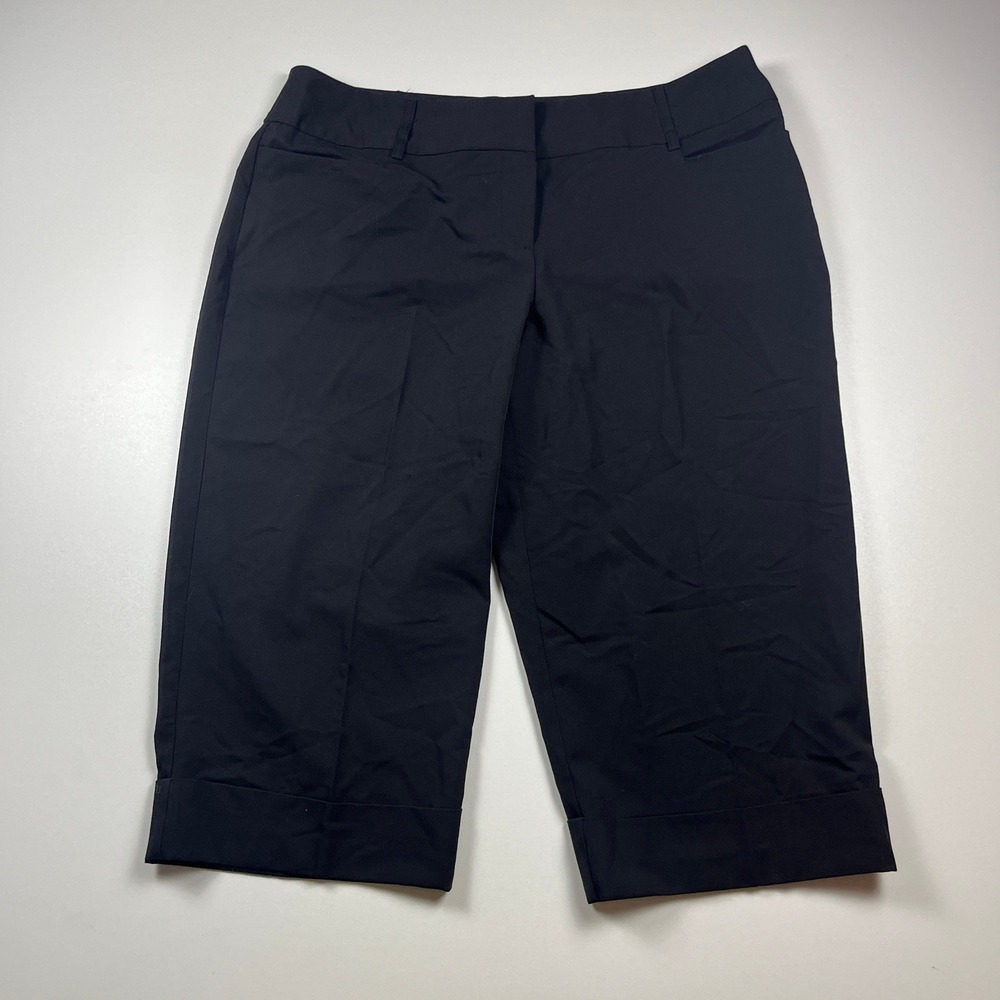 First Option Too Black Capri Pants Women 16W Cuffed Hem Stretch Business Casual